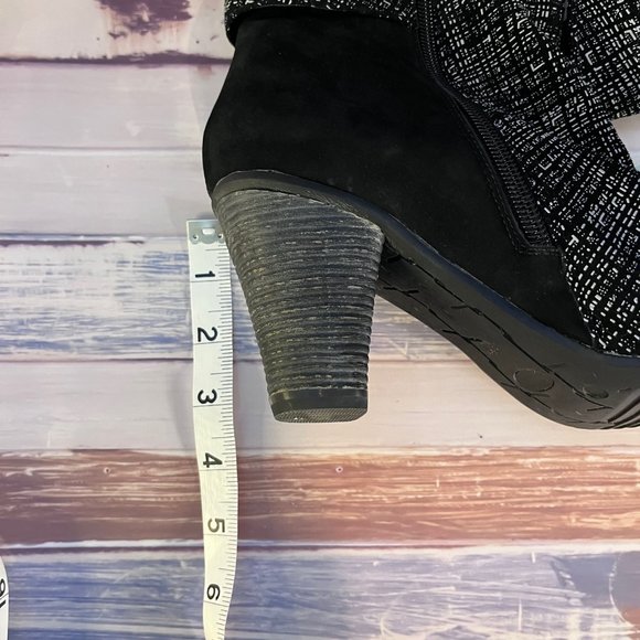 Darling Deb Minx Women Black Grey Tweed Ankle boot  3 1/2 heel Size 41 - Picture 3 of 6